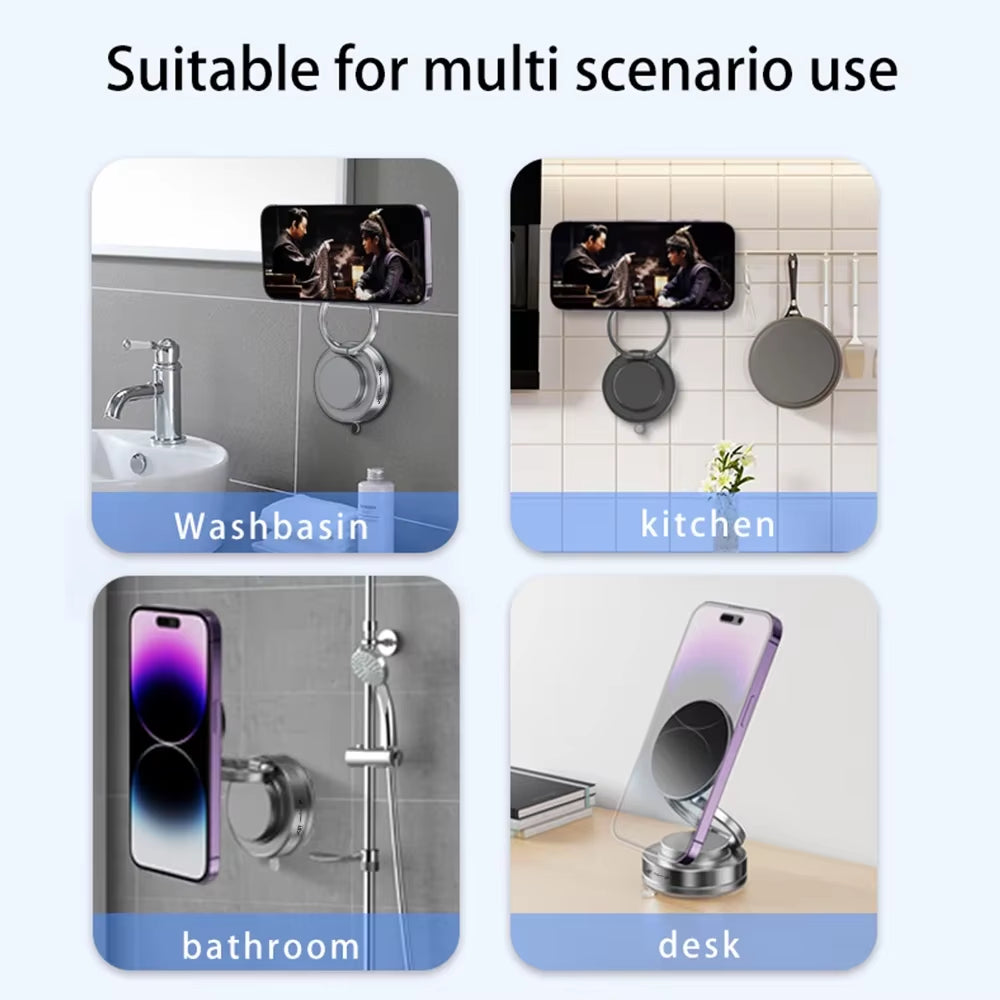 Strong Magnetic Phone Holder Foldable Design 360° Adjustable Vacuum Car Mount for Car Desk Bathroom Magnetic Bracke