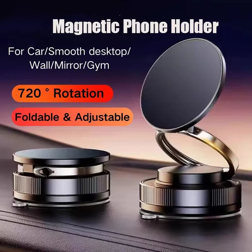Strong Magnetic Phone Holder Foldable Design 360° Adjustable Vacuum Car Mount for Car Desk Bathroom Magnetic Bracke